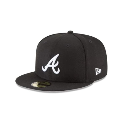 Black Atlanta Braves Hat - New Era MLB Basic 59FIFTY Fitted Caps USA8021763